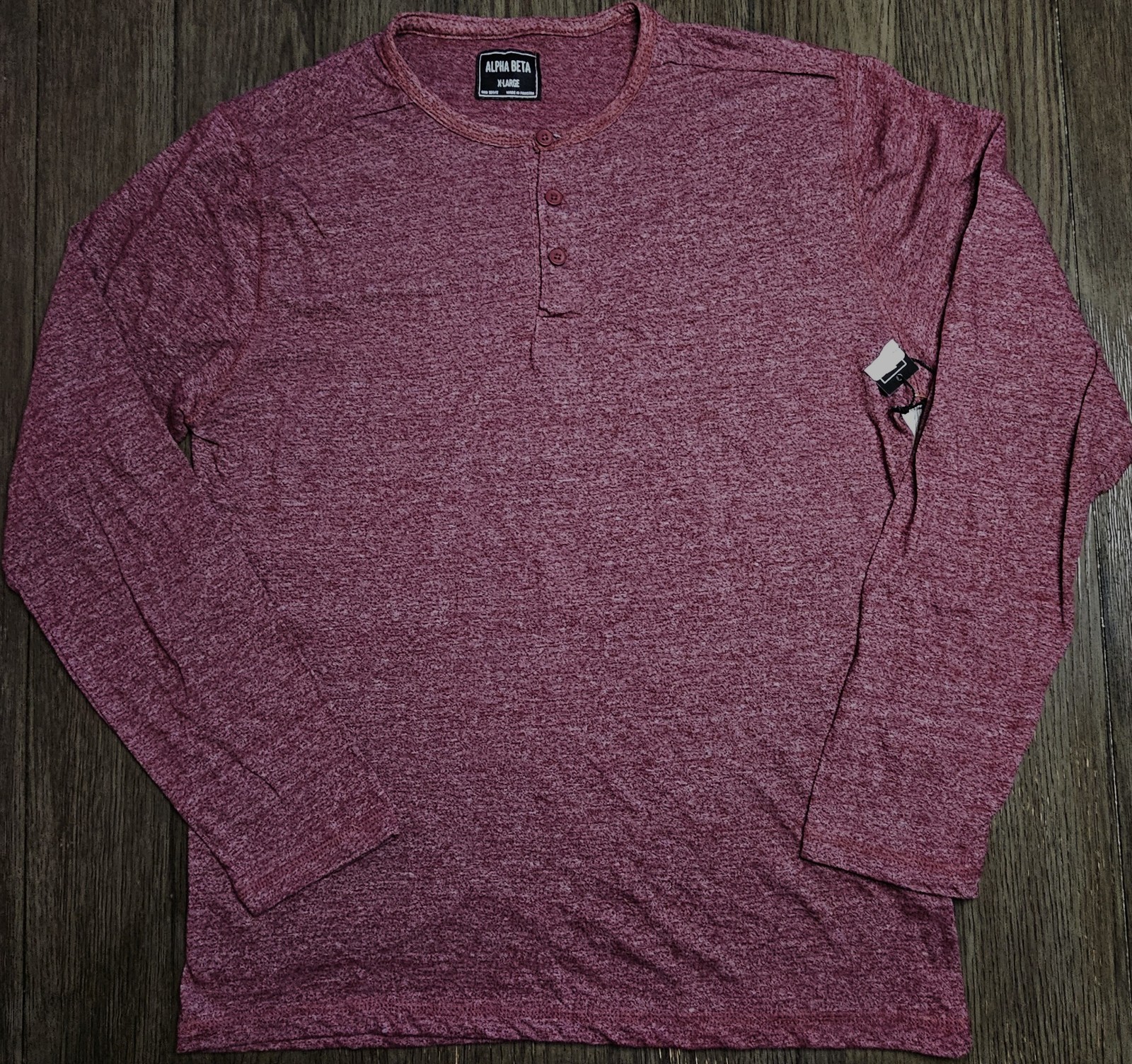Mens Alpha Beta Long Sleeve Burgundy Henley Shirt Size XL – NWT NEW