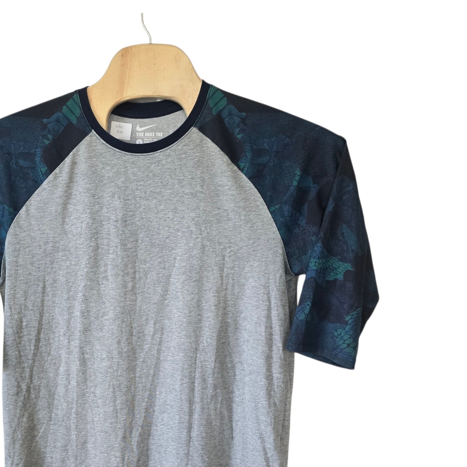 Nike Kobe Bryant Mamba Raglan 3/4 Sleeve Shirt Grey Navy Teal Mens Large L