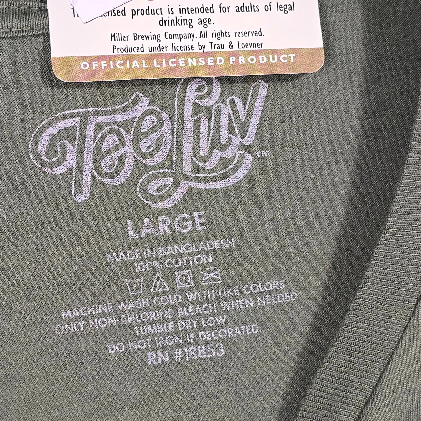 MILLER HIGH LIFE Beer Shirt Men Large Green Fishing Hunting Casual Fish Bass NWT gallery