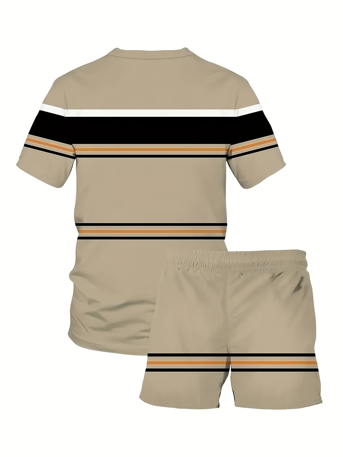 Classic horizontal stripe pattern 3D digital print new summer men's outdoor set gallery