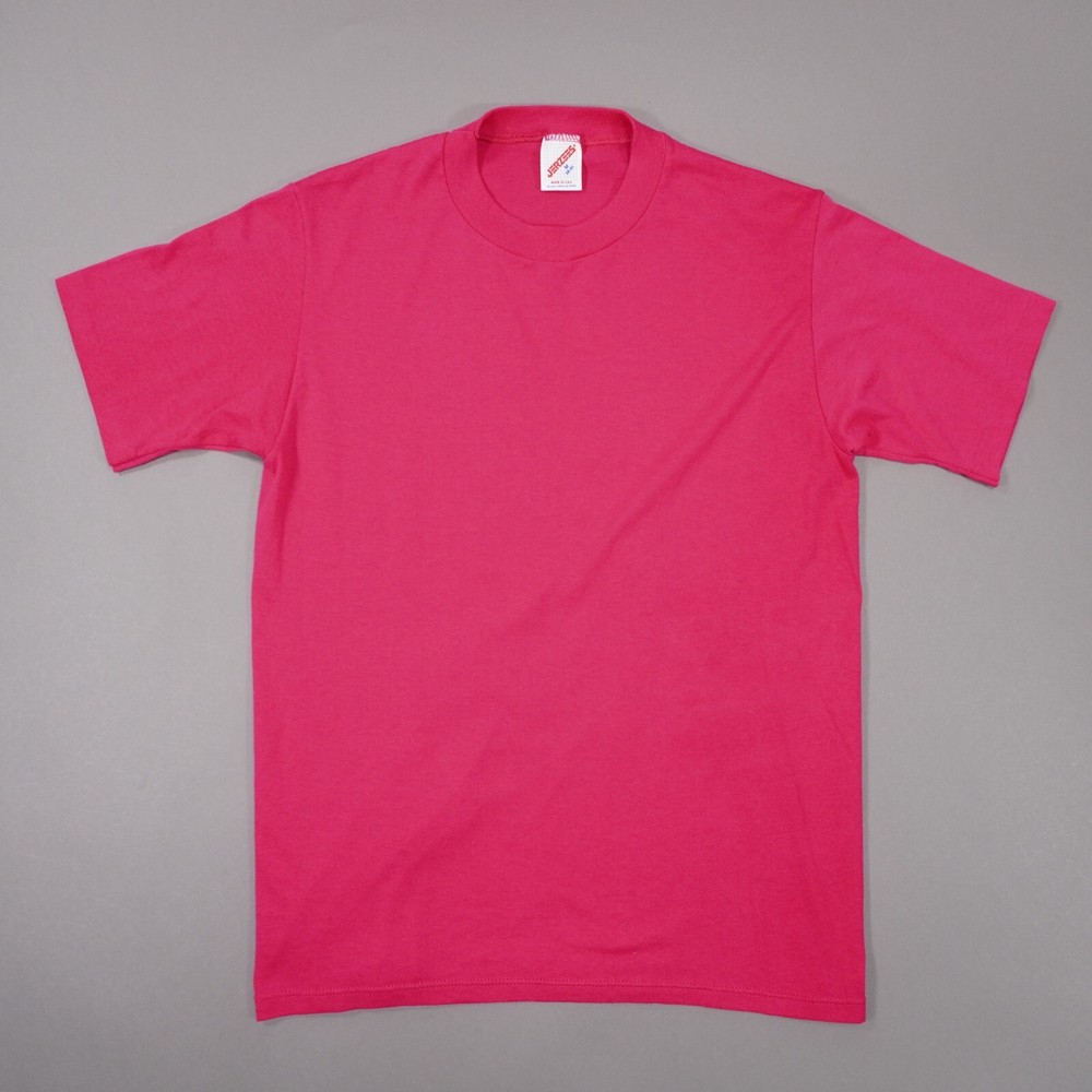 Vintage 90s JERZEES Blank Mens Medium Pink Short Sleeve 50/50 T Shirt Made USA