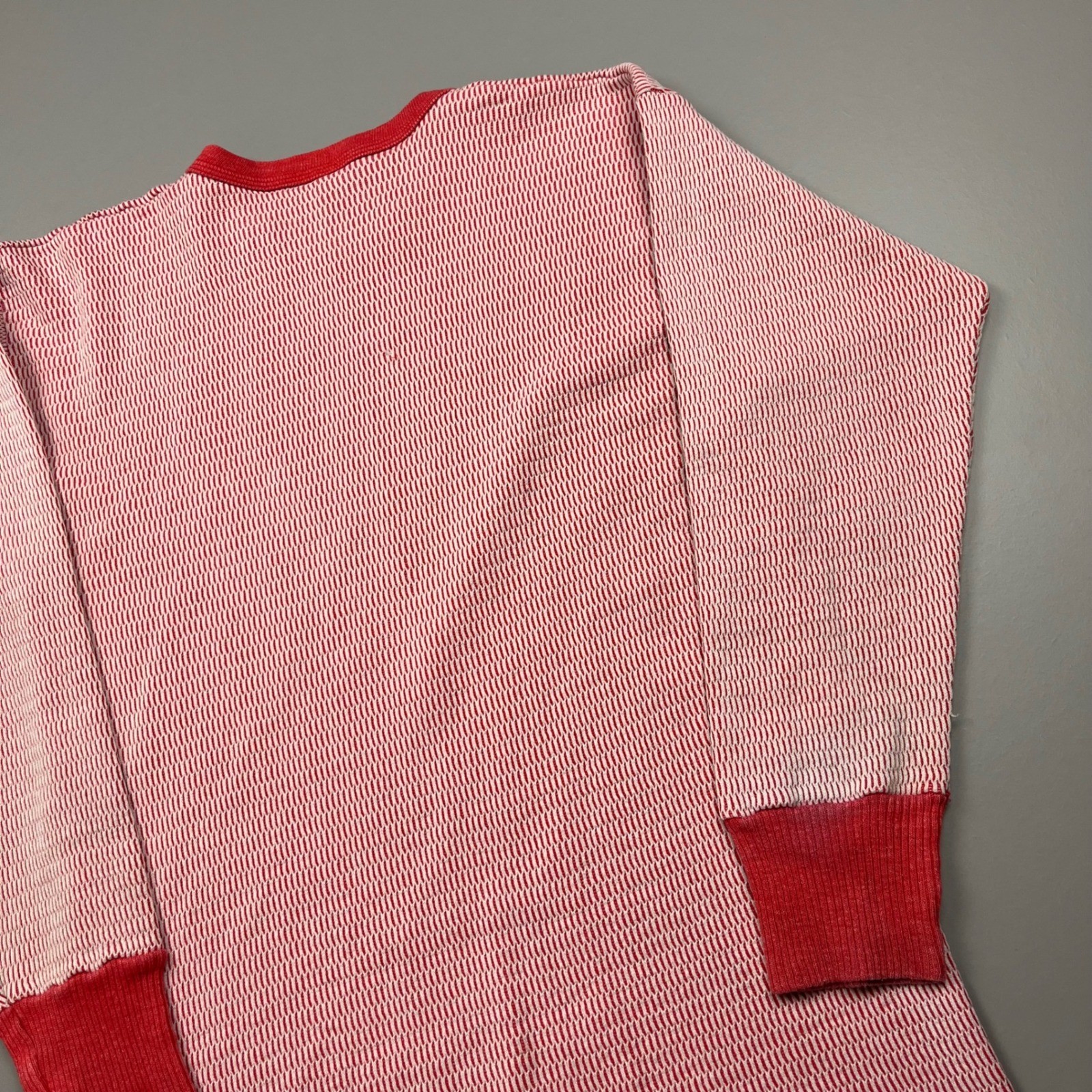 Hanes Thermal Shirt Mens L/XL Red White Waffle Knit Long Sleeve VTG 70s 2-Tone gallery