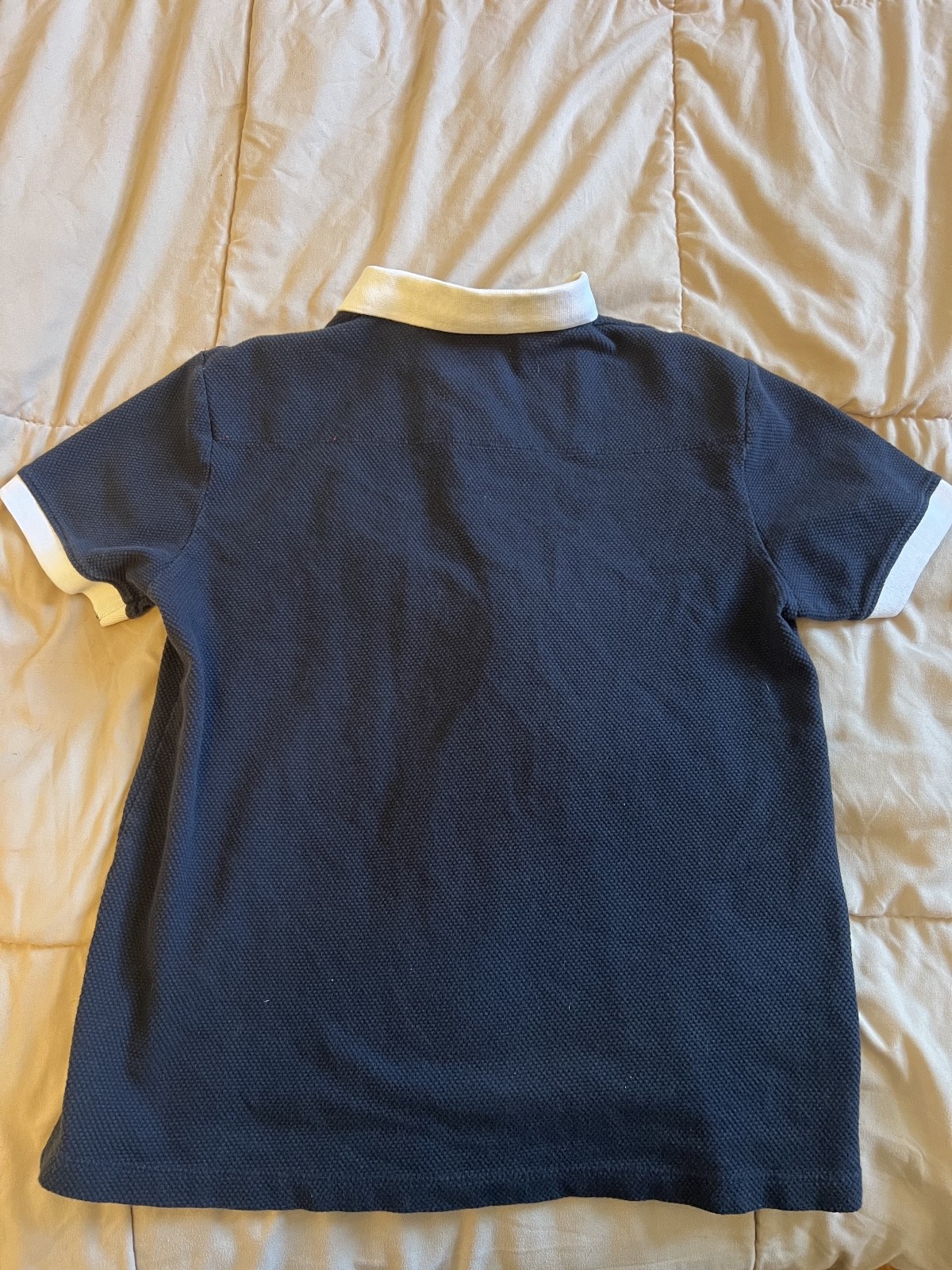 French Connection Navy Blue Polo Shirt White Contrast Collar & Cuffs Size M – Ba gallery