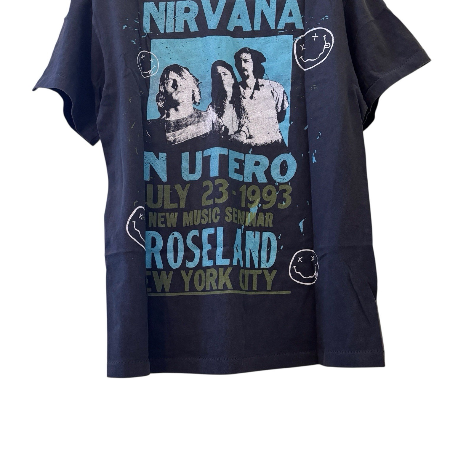 NIRVANA Vintage 90s IN UTERO T-Shirt ANGEL Blue Band Tour REPRINT Size Large gallery