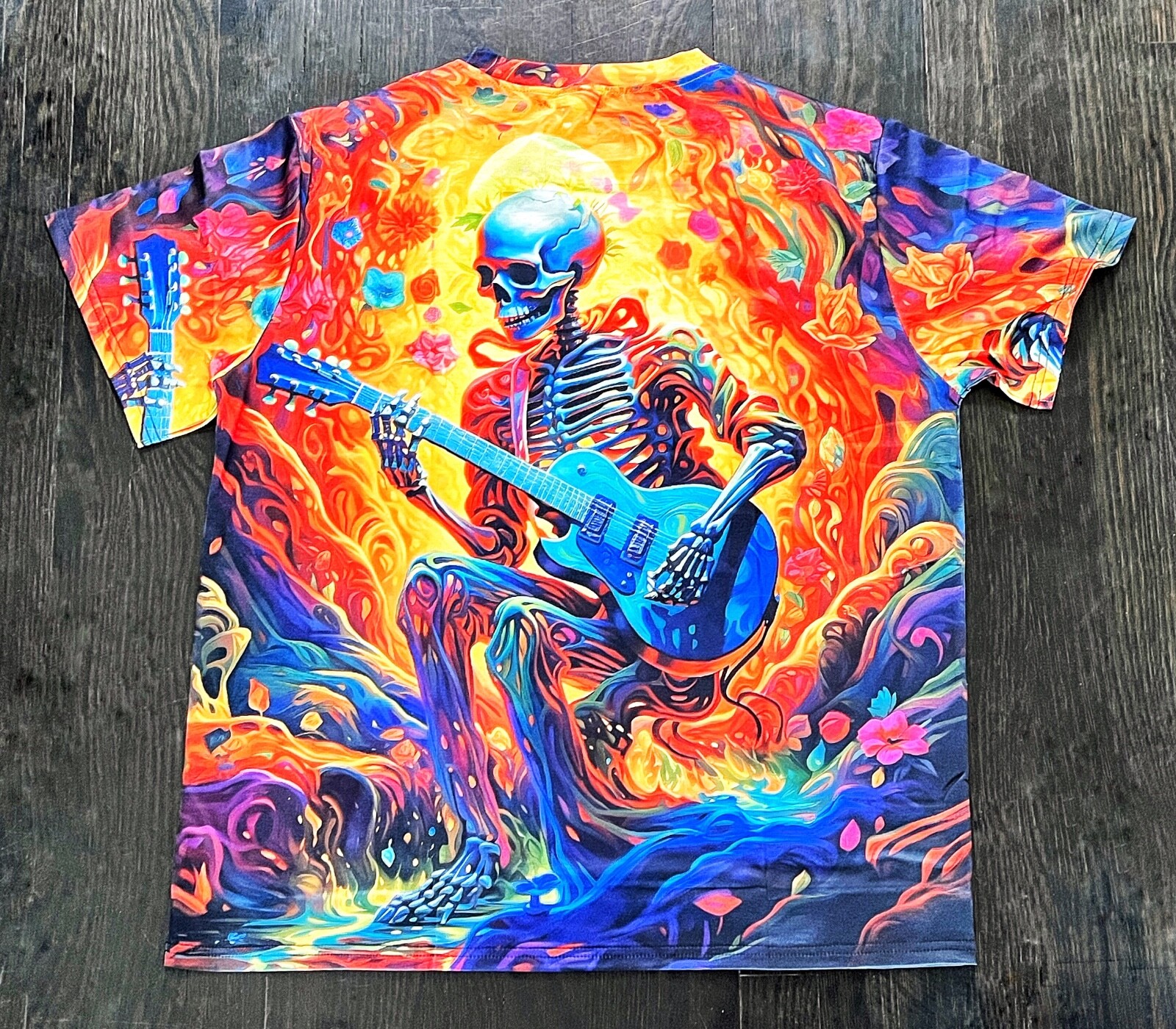 Tie Dye Tshirt T-Shirt Sz XL Skeleton Gibson Les Paul Psychedelic Grateful Dead gallery