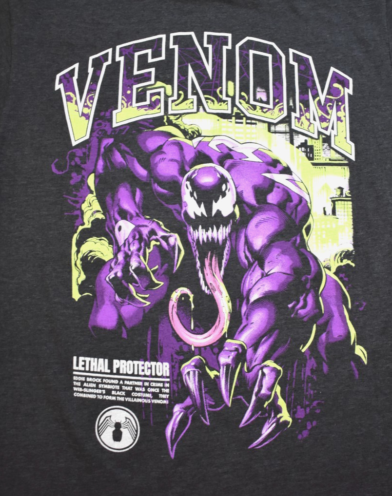 Marvel Mens Spider-Man (Front) Venom (Back) Charcoal Heather Shirt New S, M, L gallery