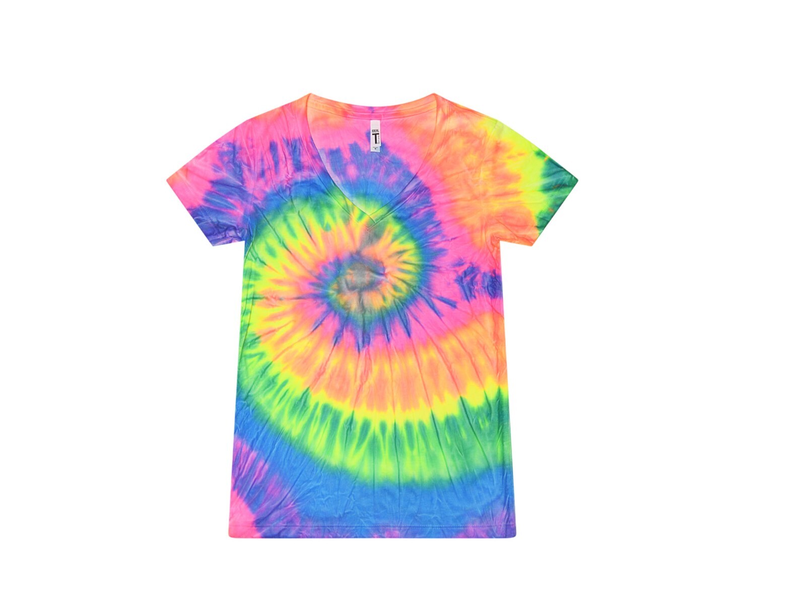 Multi-Color V-Neck Tie Dye T-Shirts Adults Short Sleeve Cotton Colortone gallery