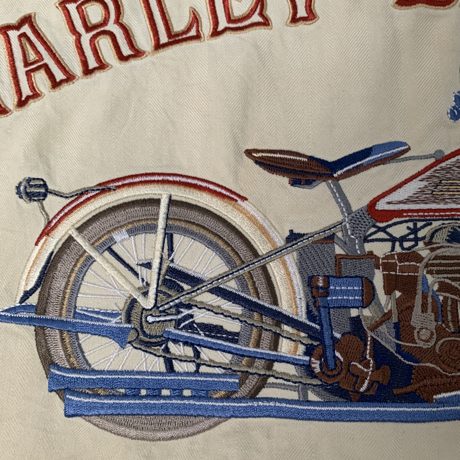 Harley Davidson Silk Mens Shirt 9x14 embroidered back panel Size M - Read Desc gallery