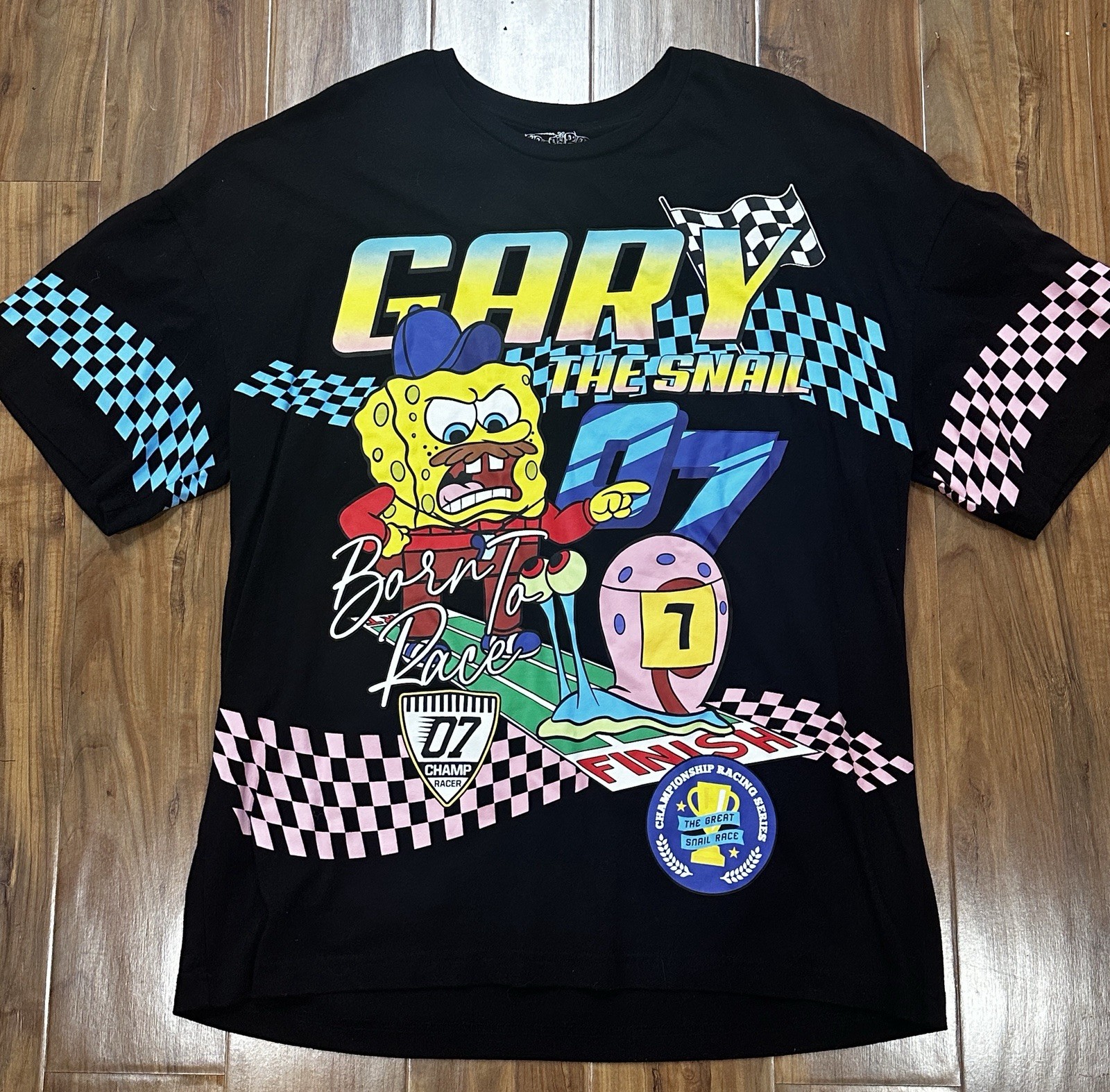 Sponge Bob Square Pants Gary the Snail Shirt Championship Racing 2-sided XLARGE gallery