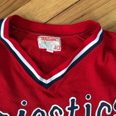 VTG 80s Wilson Baseball Jersey Majestics #31 Red Mesh L USA Nylon