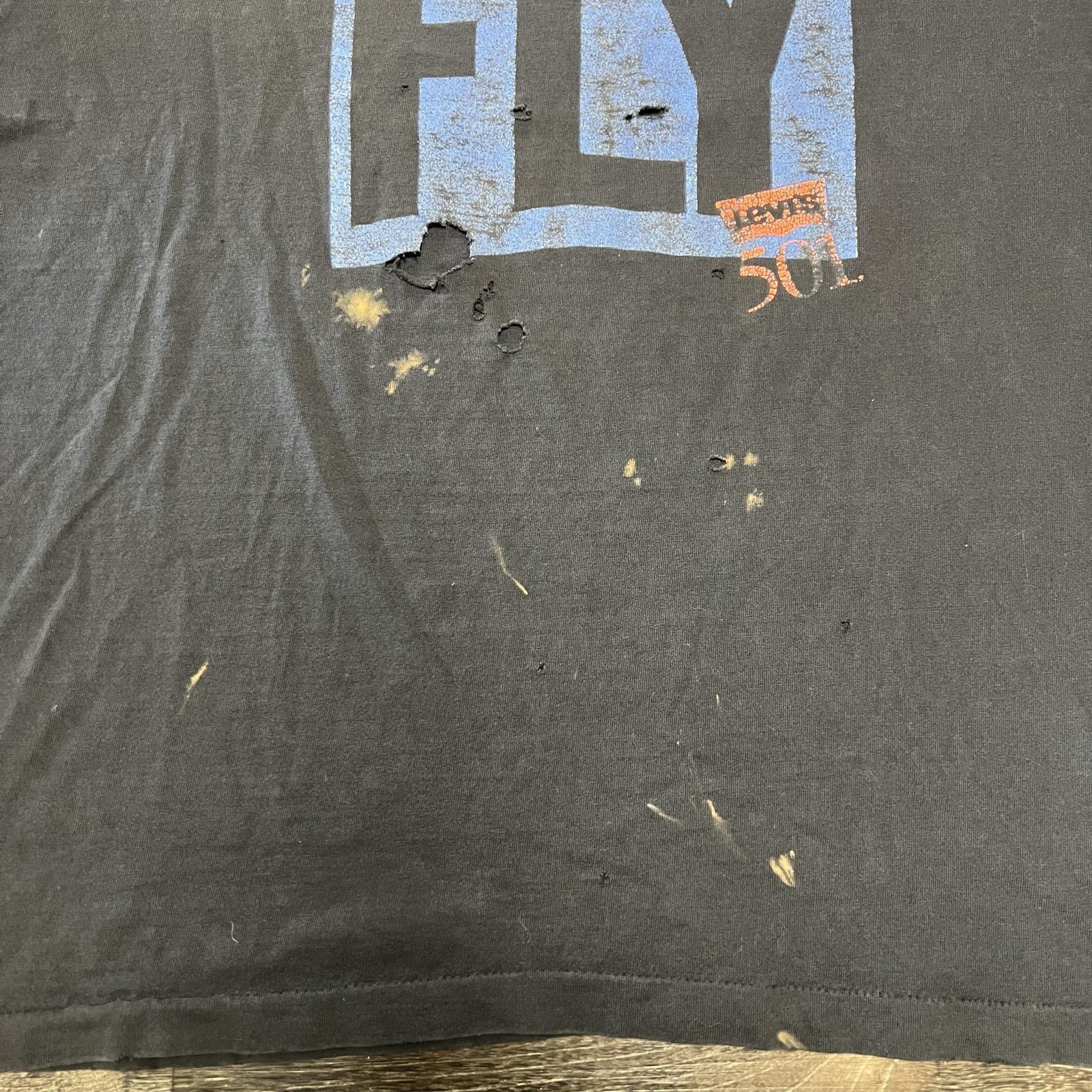 Vintage Levi's Button Your Fly Shirt Mens XL Black 501 Distressed 90s Faded Tee gallery