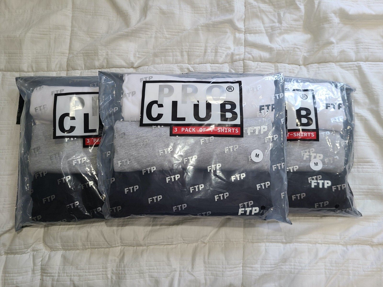 FTP FuckThePopulation x Pro Club (3 Pack) White/Heather Grey/Black Size Medium 3 gallery