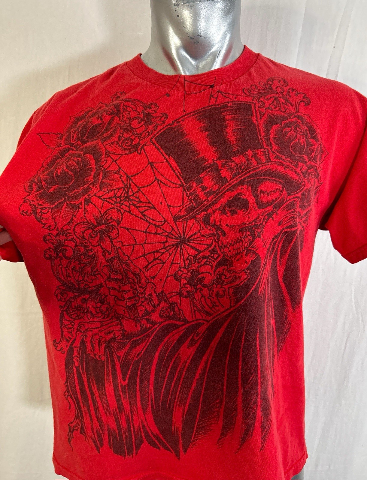VTG Gothic Y2K Tattoo Joker Skeleton Band Tee M/L Emo Jesse Pinkman Style RARE gallery
