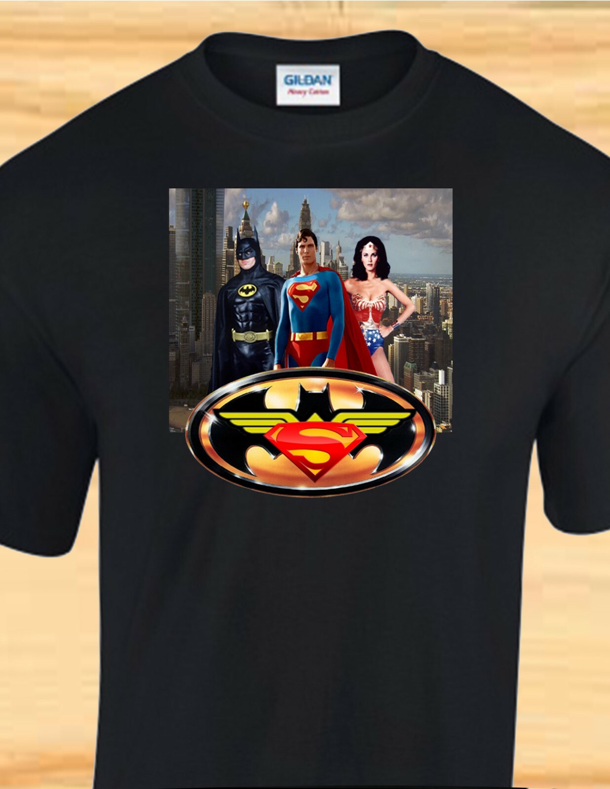80s SUPERMAN BATMAN WONDER WOMAN – Super Heroes – CUSTOM T-SHIRT