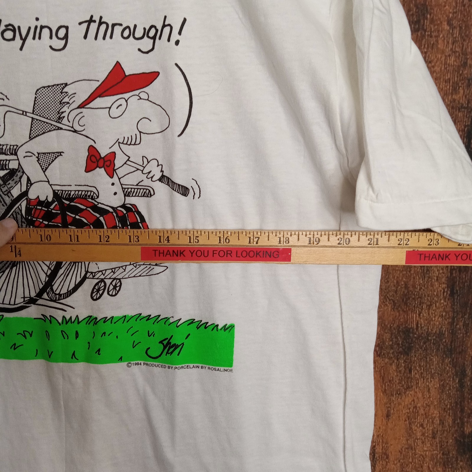 Oneita Power-T Vintage Single Stitch T-Shirt Old Man Golfing Large gallery