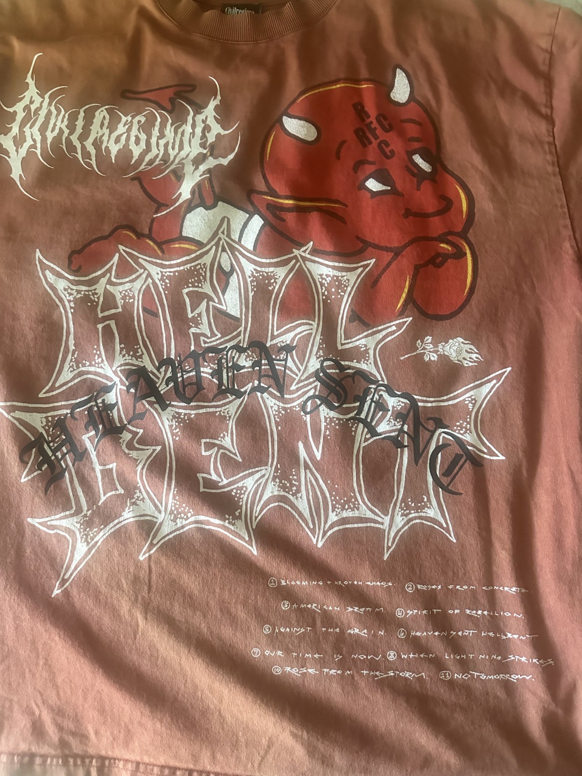 Civil Regime Graphic Oversized T-Shirt Men’s XL Brown Devil Streetwear Tee gallery
