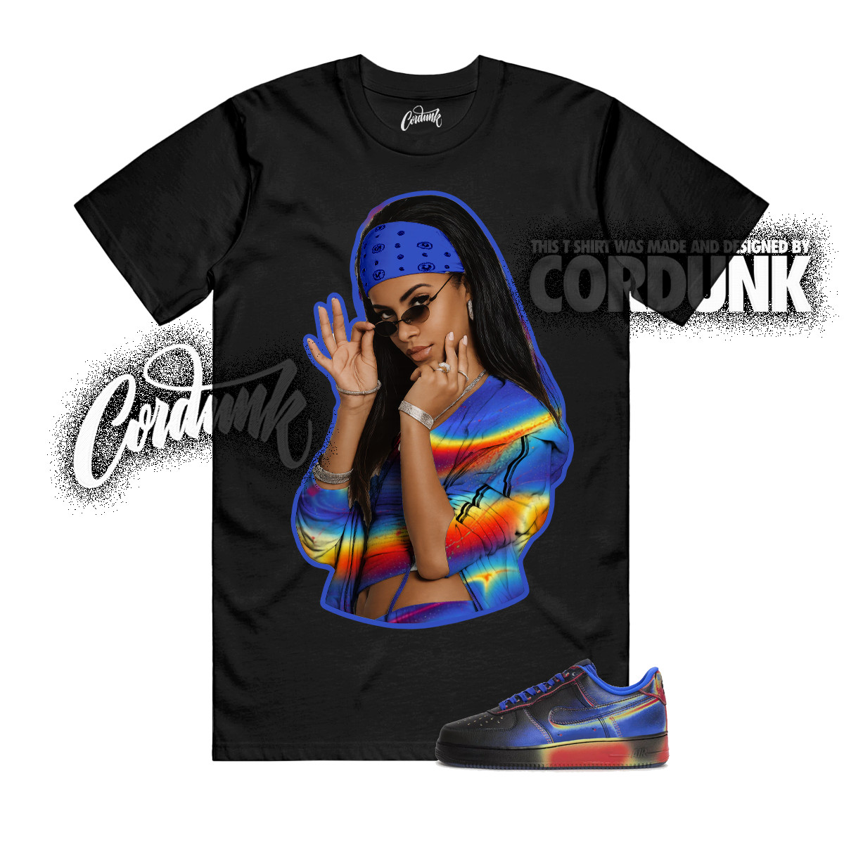 Air Force 1 Low Retro Heat Map Black Racer Blue T Shirt Match LIYAH
