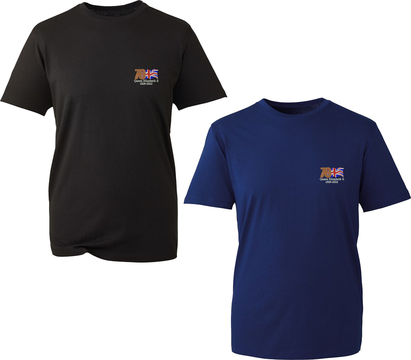 Embroidered Queen Elizabeth II LC T-Shirt London Bridge Down Union Jack Memorial gallery