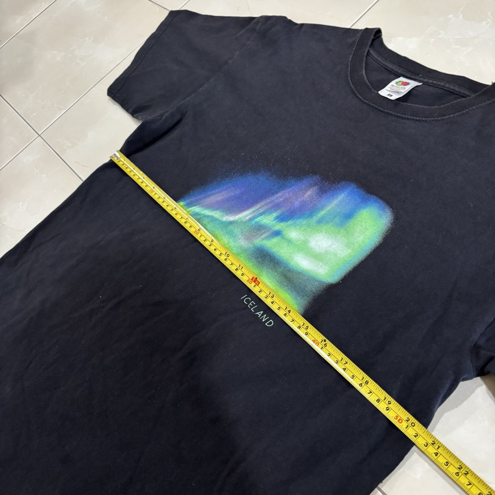 Vintage Iceland Northern Lights T Shirt Black Faded Y2K Skate Grunge Gorp Mens L gallery