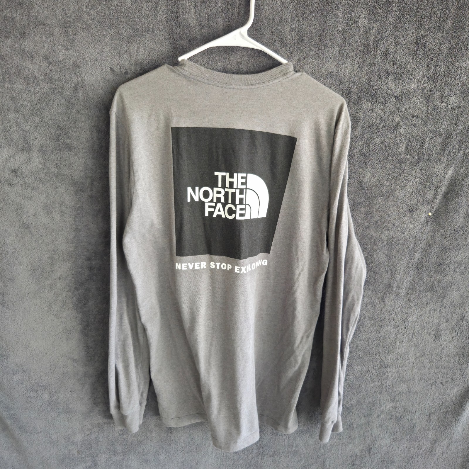 The North Face Shirt Men Medium Gray Long Sleeve Logo Outdoor Casual Tee gallery