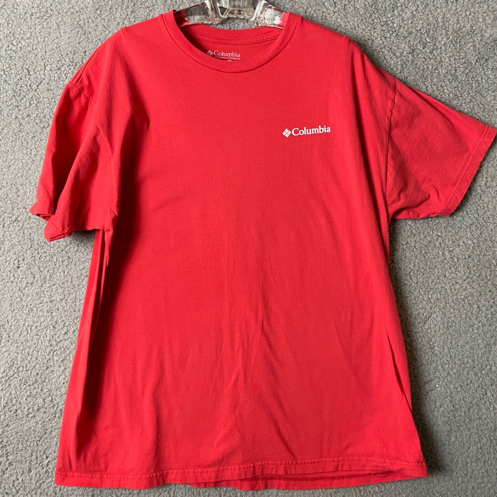 Columbia TShirt Mens XL Coral Pink Spellout Text Short Sleeve Round Neck gallery