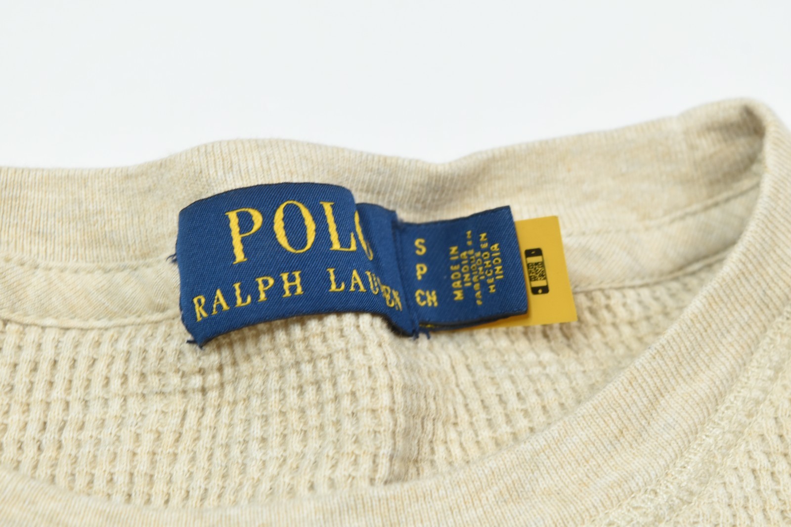 Polo Ralph Lauren Waffle-Knit Thermal Shirt Mens Small Beige Long Sleeve Slim gallery