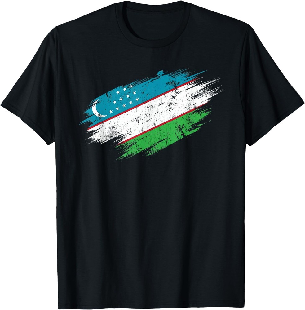 Uzbekistan Flag Distressed Grunge Graphic T-Shirt