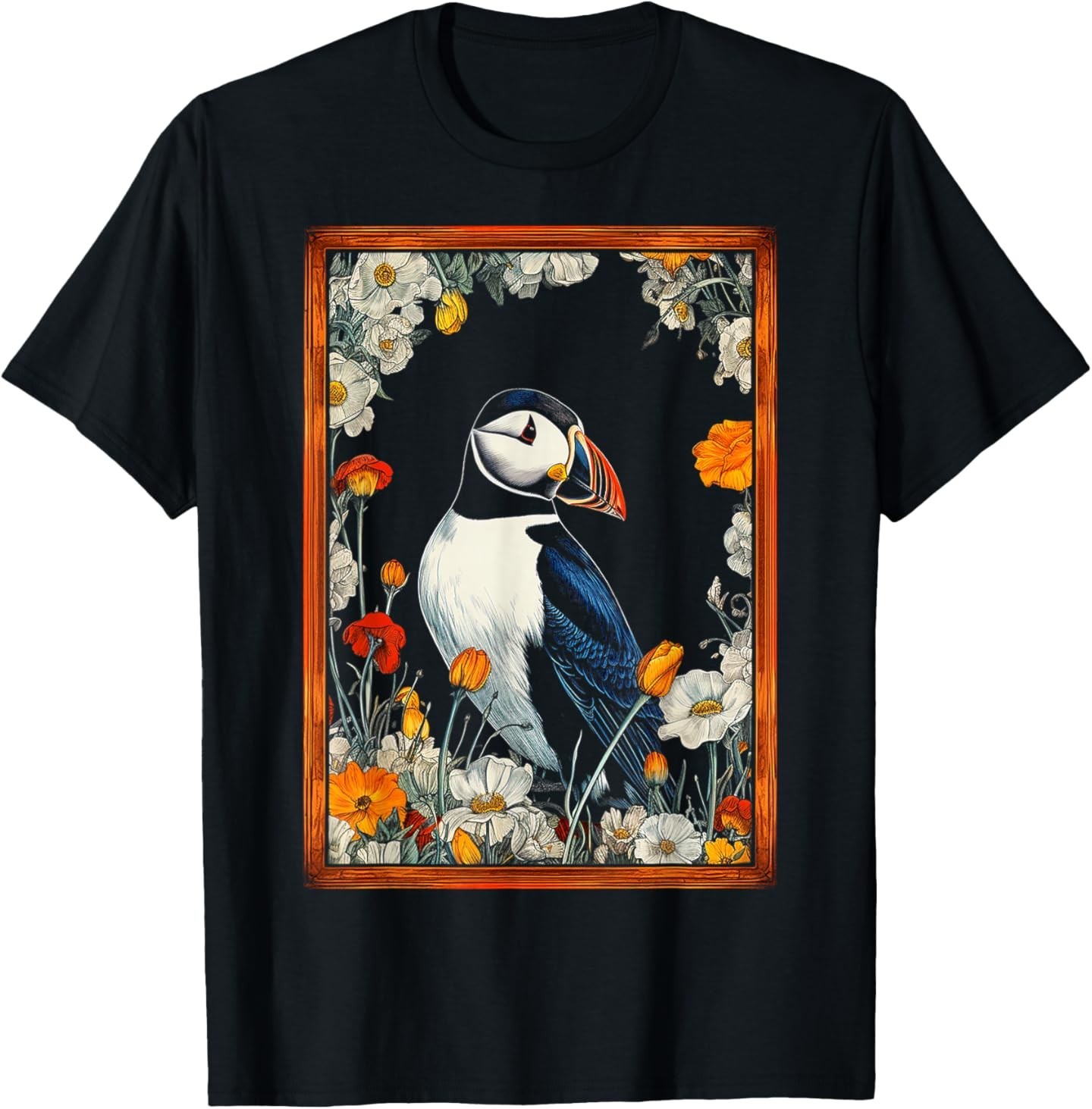 Puffin Nature Art Bird Animal Flowers Graphic Puffin T-Shirt gallery