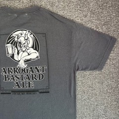 VTG Stone Brewing Arrogant Bastard Ale T-Shirt Mens Large Gray Graphic Gargoyle