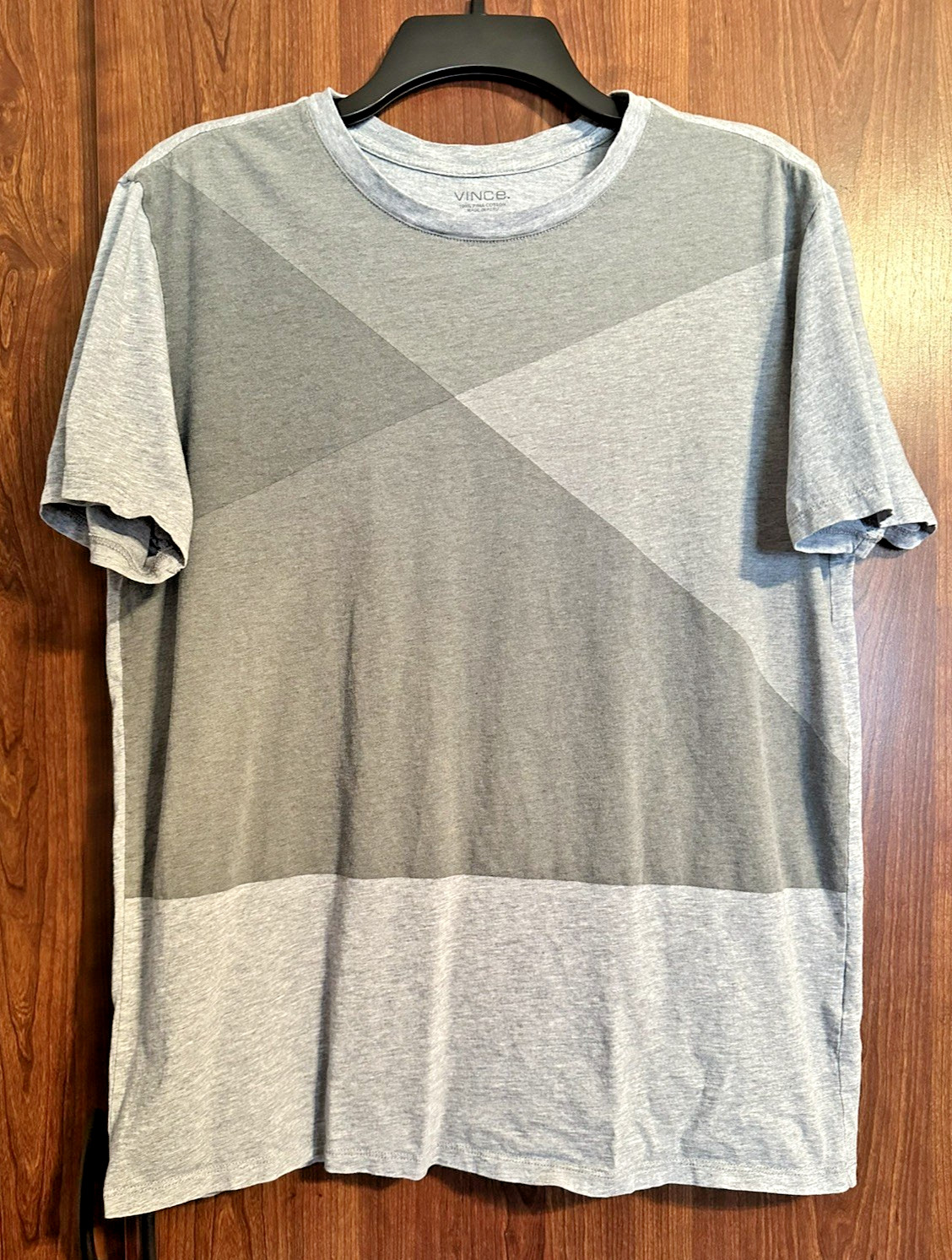 Vince Men T Shirt Geometric Gray Short Sleeve Lightweight Crewneck Large L gallery