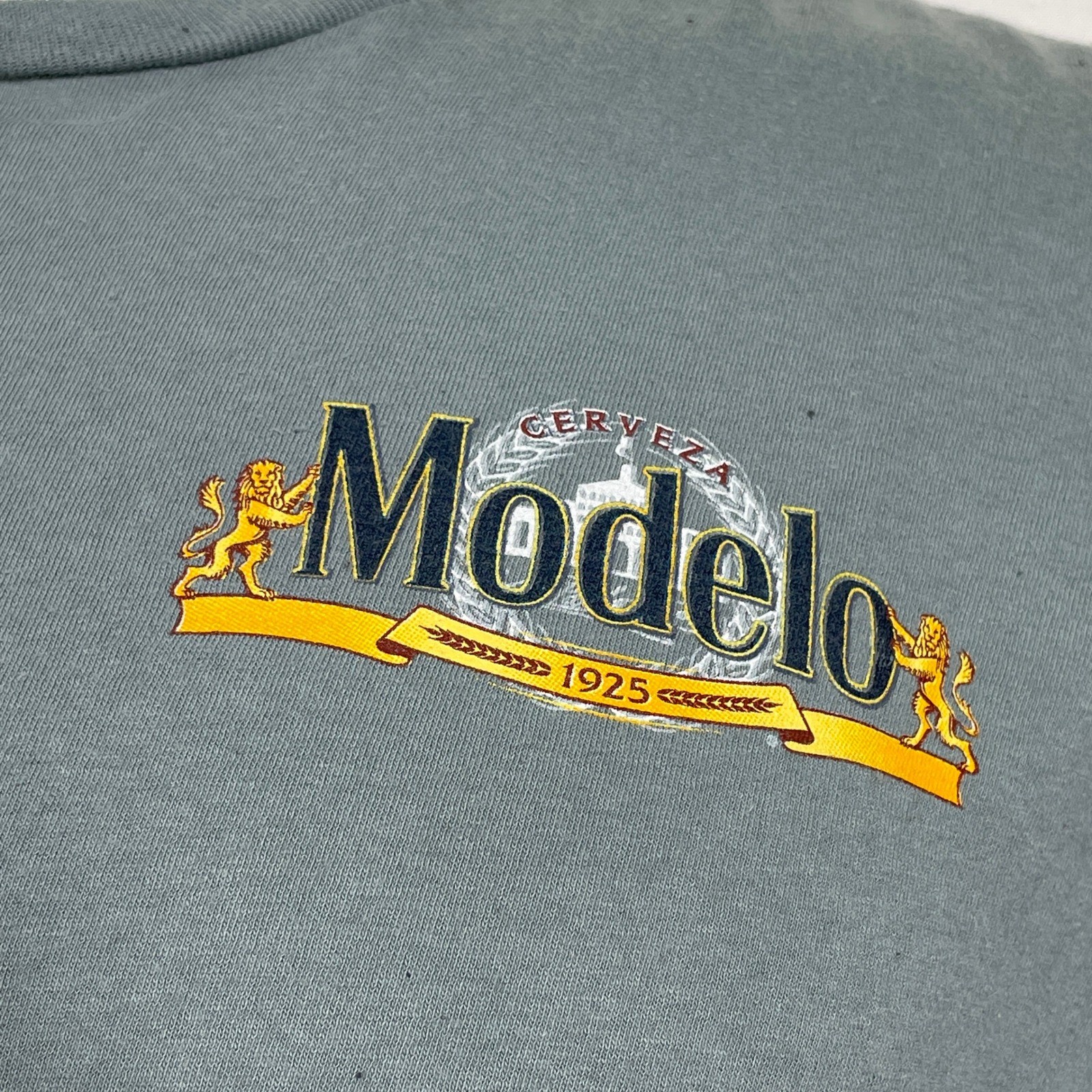 Modelo Beer 1925 Fighting Spirit Gray Cotton T-Shirt Men's LARGE gallery