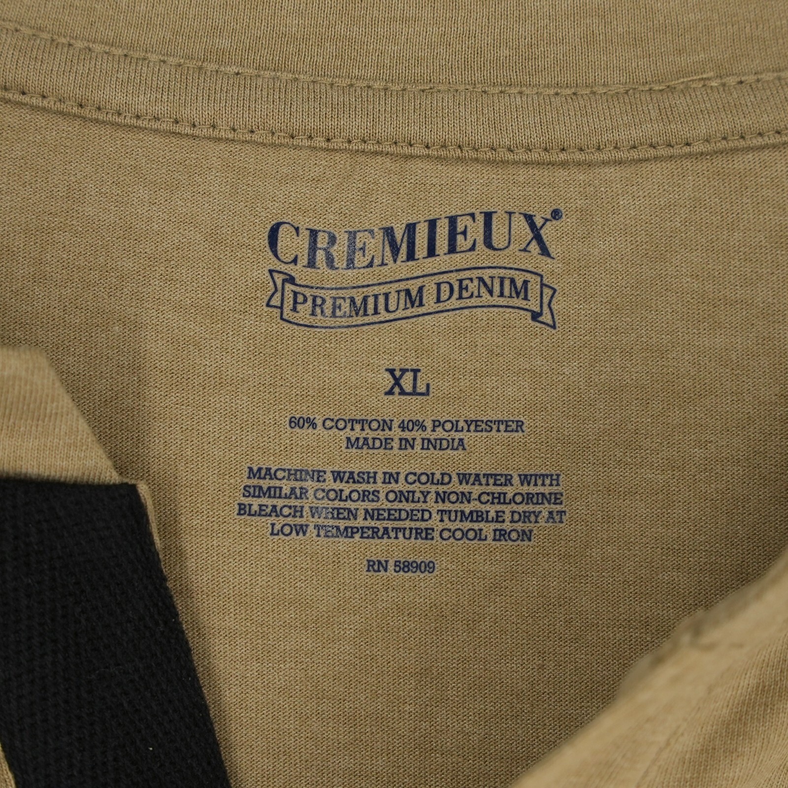 Cremieux Men's Long-Sleeve Shirt Notch Neck XL Tan Solid Tagless NWT gallery