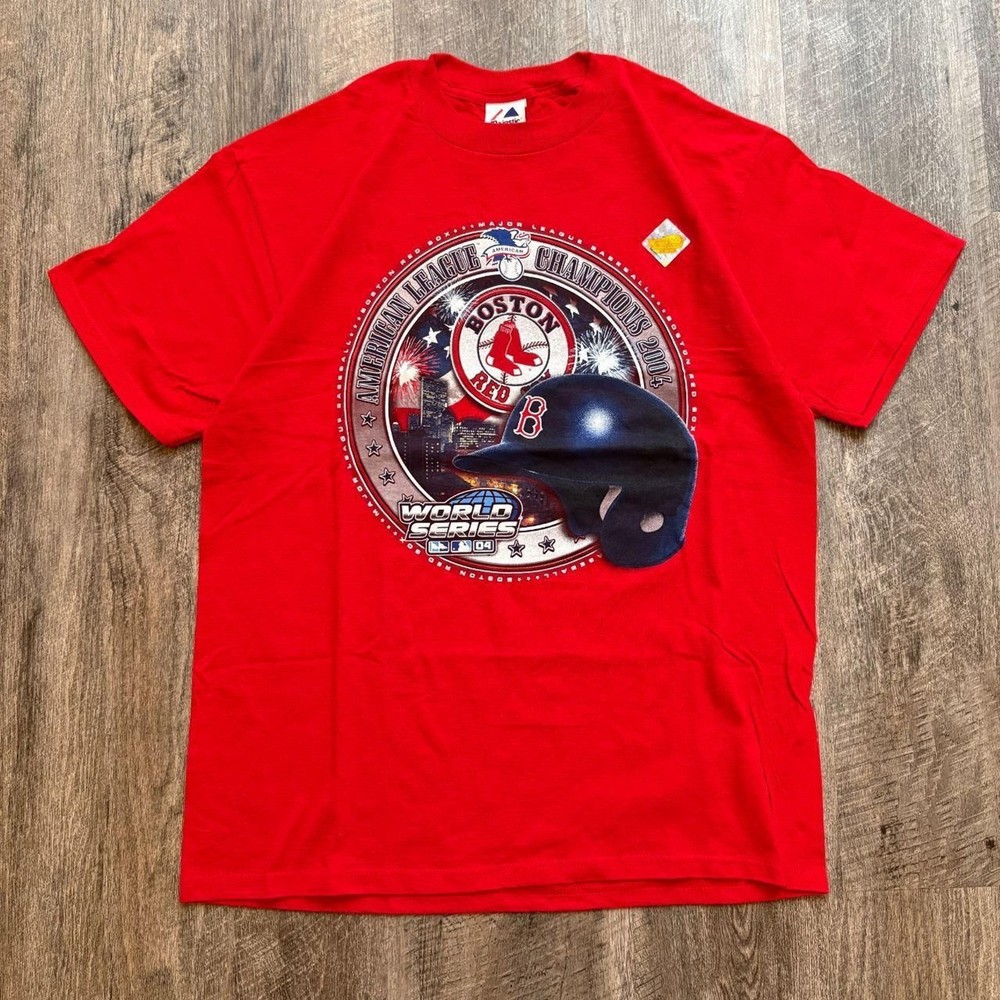 2004 Red Majestic MLB Boston Red Sox American League Champions Tee (NWOT)