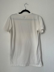 American Eagle Outfitters Graphic T-Shirt Size S White Burgundy Box Logo Tee