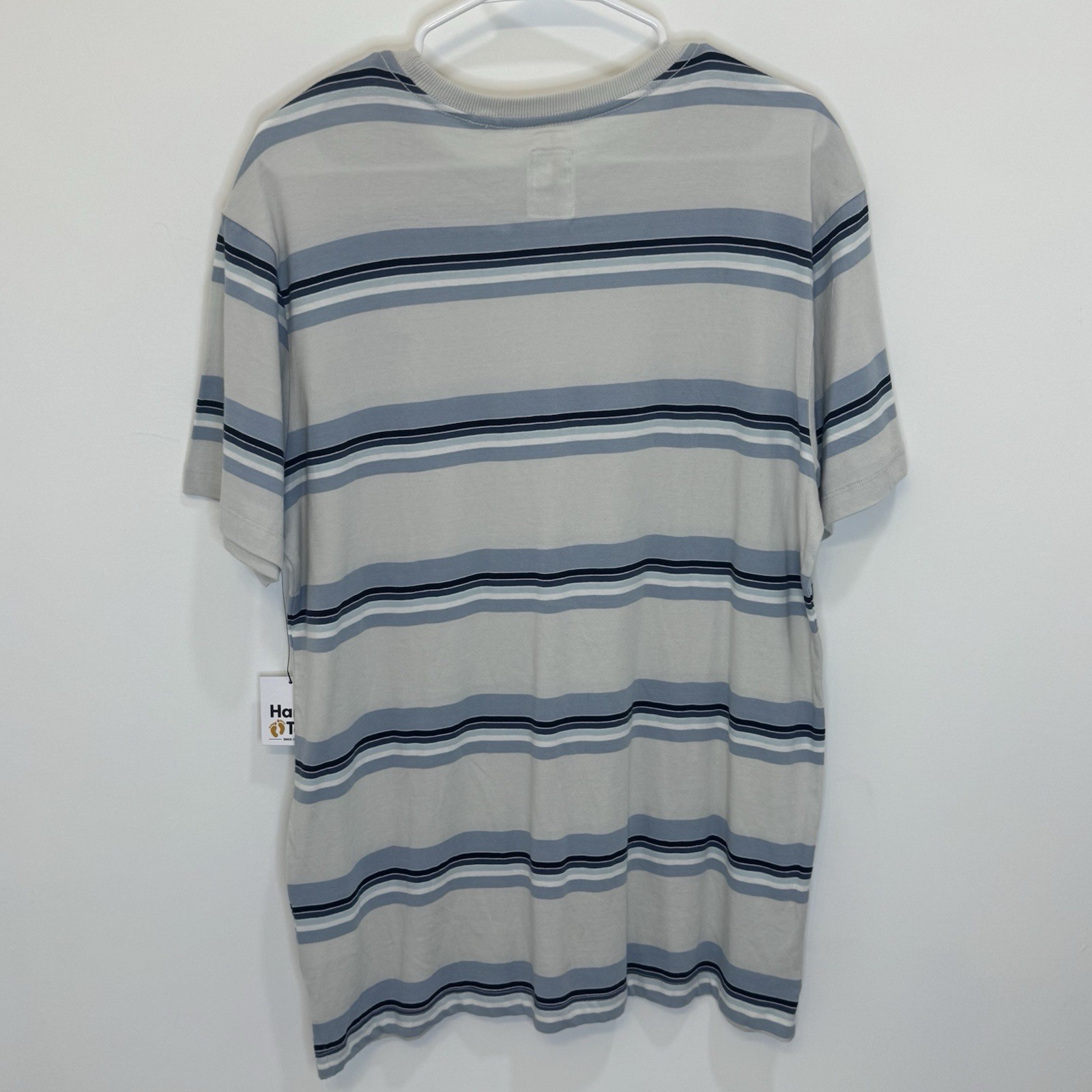 Hang Ten Light Blue L Men's T-Shirt Striped Embroidered Logo Short Sleeve NWT gallery