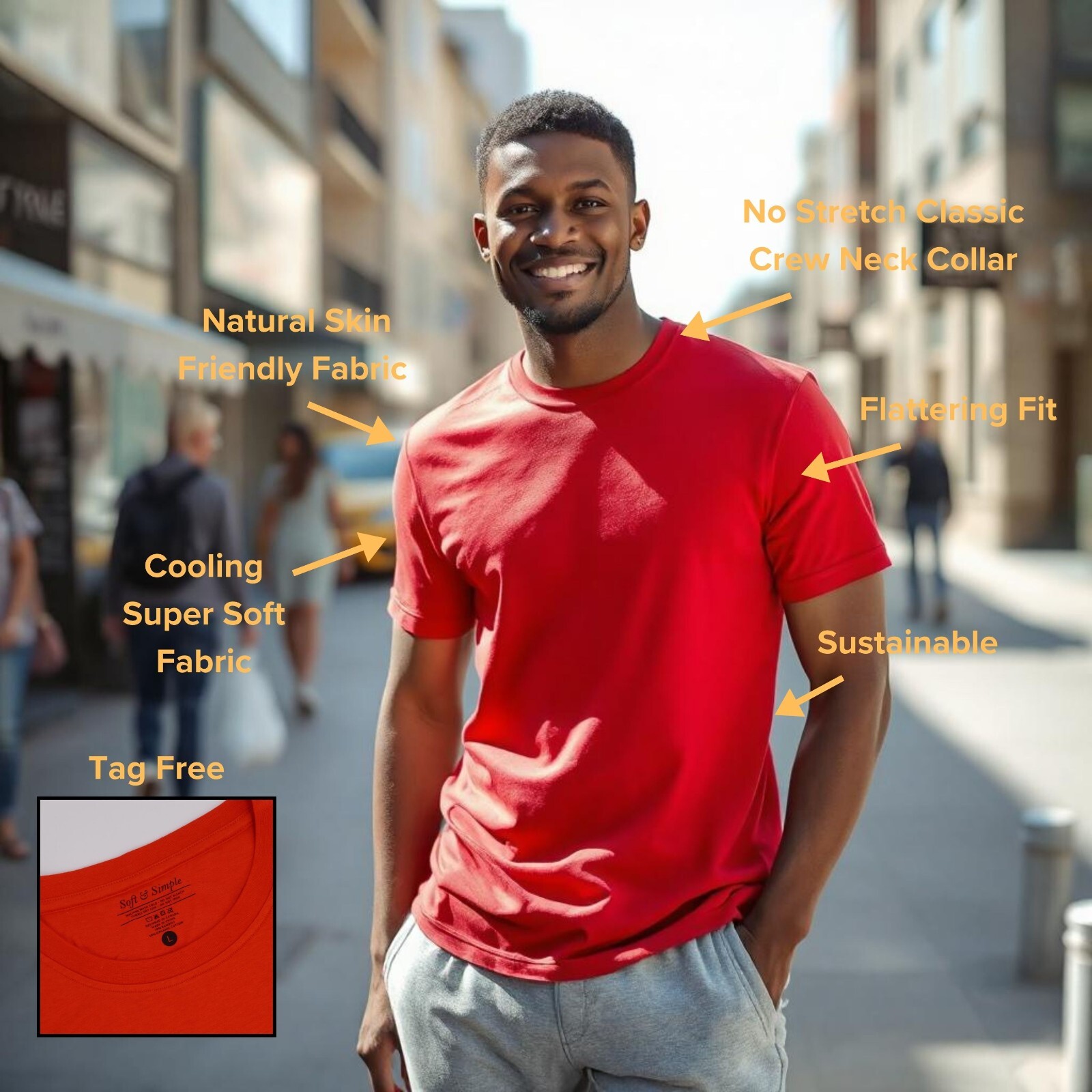 Soft & Simple Men's T-Shirt - Organic Bamboo Cotton, Cooling, Breathable & Comfy gallery