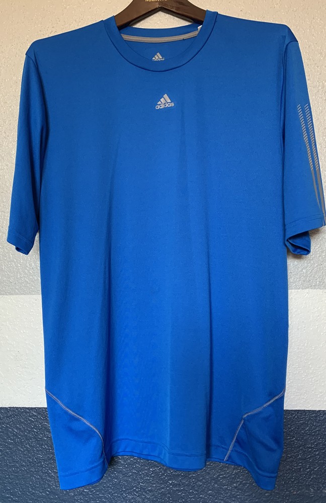 Adidas Large Performance Athletic Men’s Shirt UPF 50 Sun Blocking Quick Dry Blue