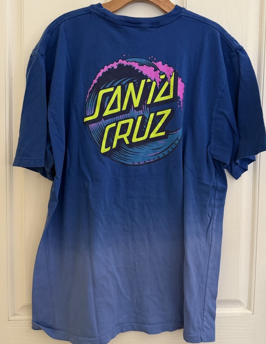 Santa Cruz Skateboards Dip Dye T-Shirt Blue Wave Dot Graphic Size M gallery