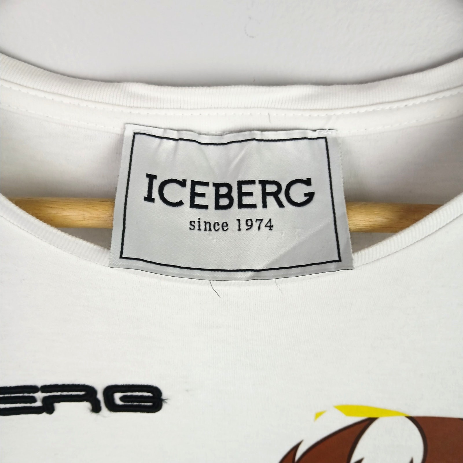 Iceberg Men's SZ L Tasmanian Devil Graphic Tee Luxury Embroidered Cotton White gallery