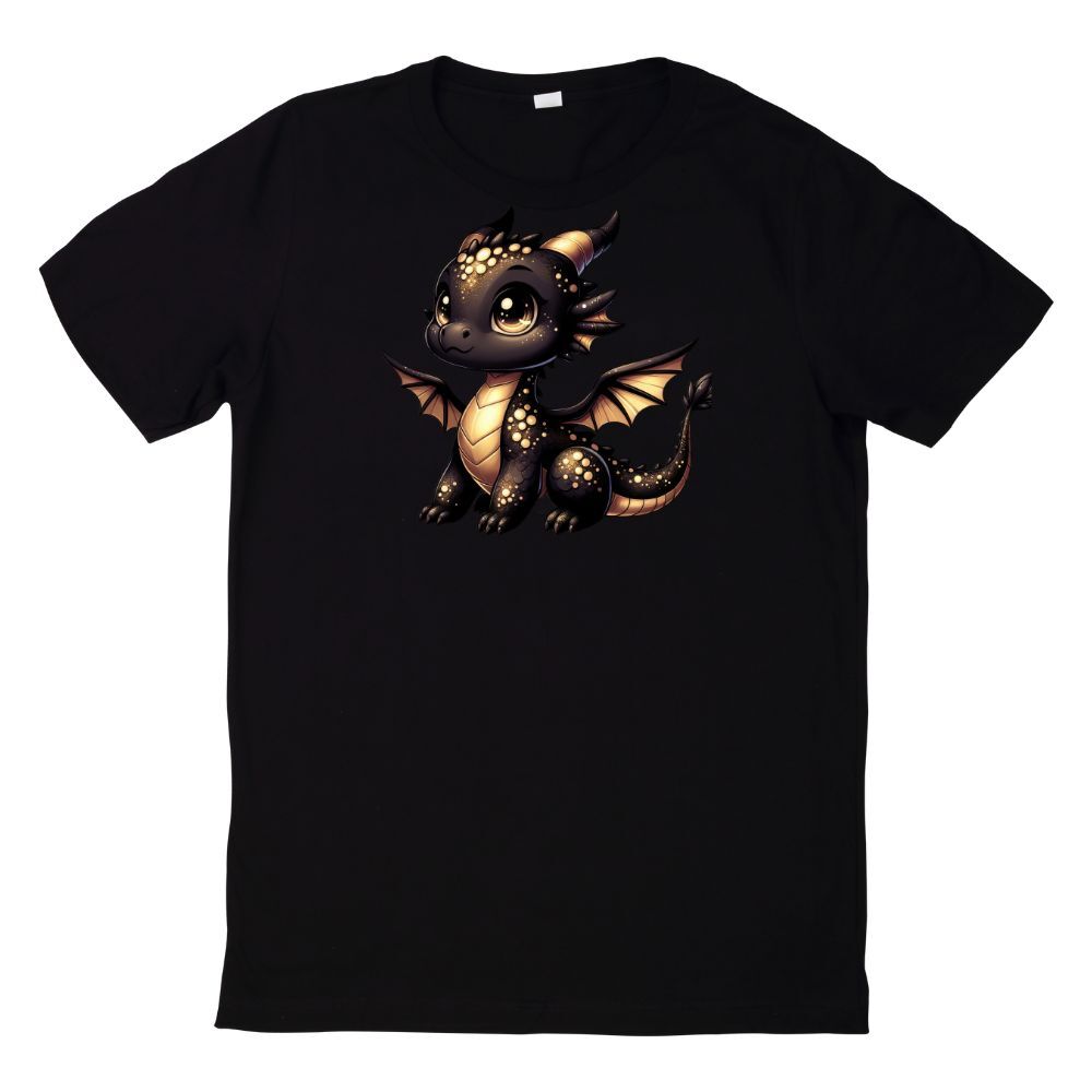 Cute Baby Dragon Black And Gold T Shirt