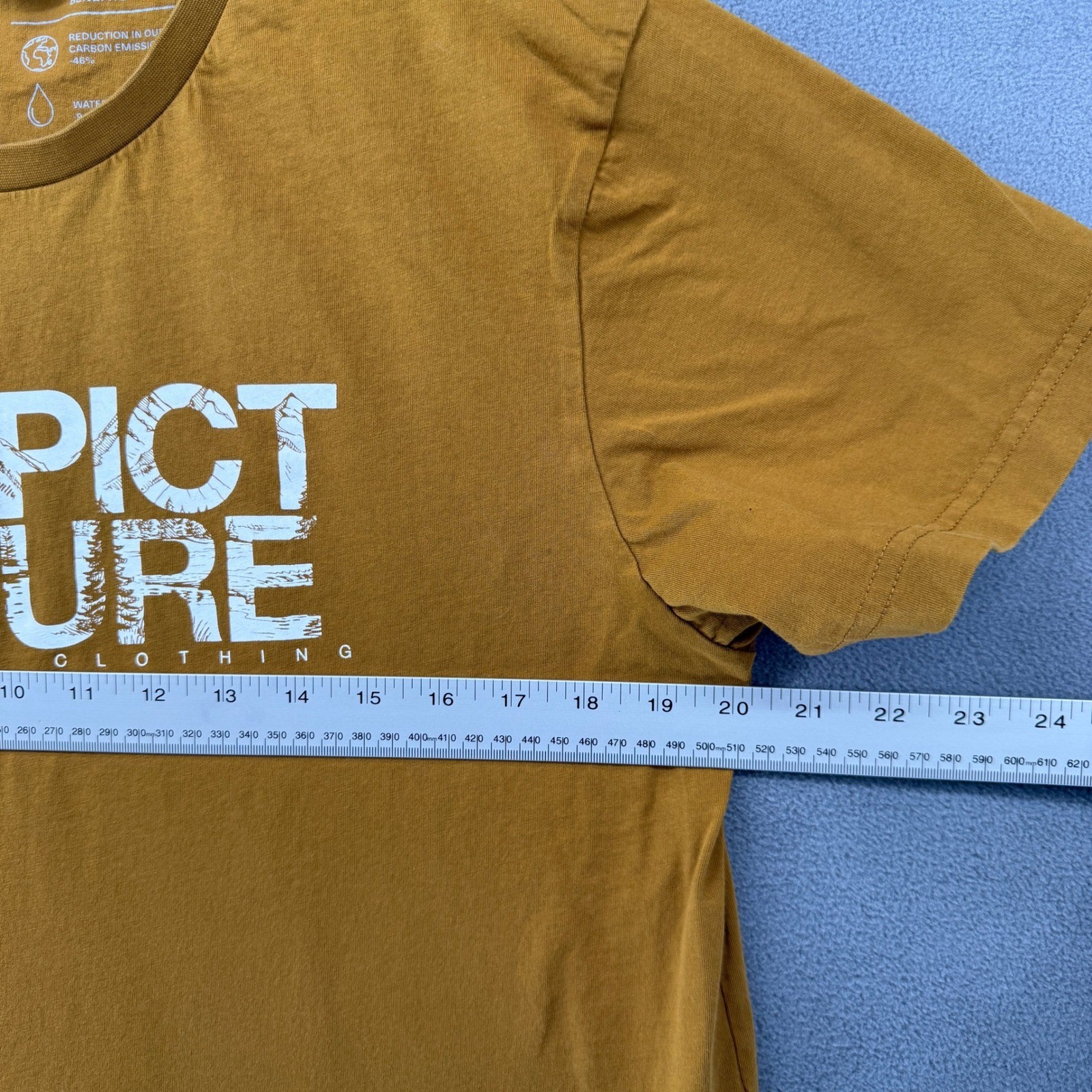 Picture Organic Clothing Mens XL Mustard Yellow Graphic Mountain T-Shirt Organic gallery