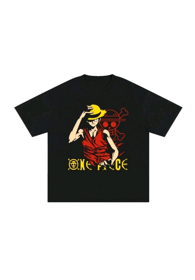 Luffy One Piece Anime Oversized T-Shirt Black Graphic Tee Unisex Pirate gallery