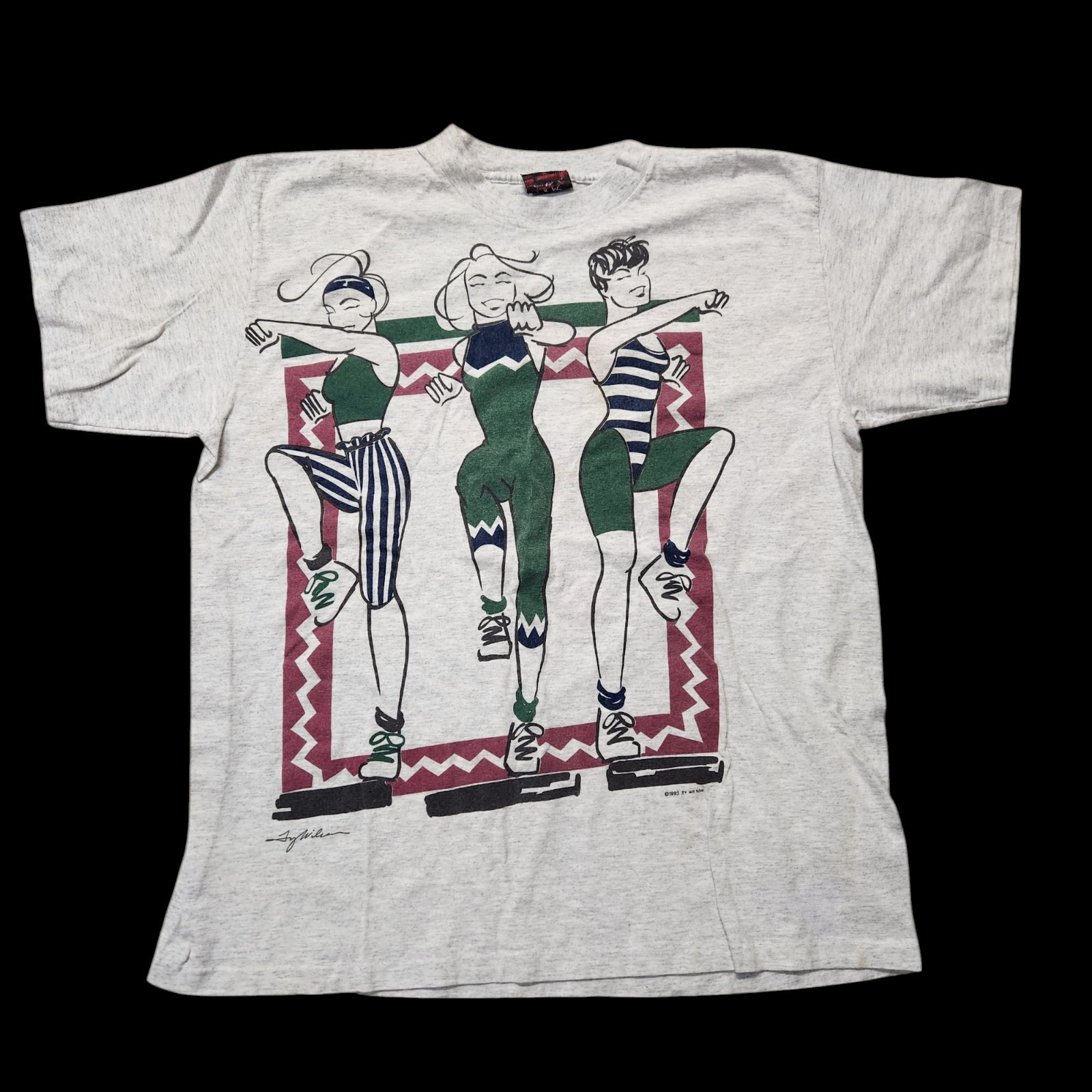 Vintage 1993 Ty Wilson Art 2 Wear Aerobics Girl T-Shirt Size Large White OSFA gallery