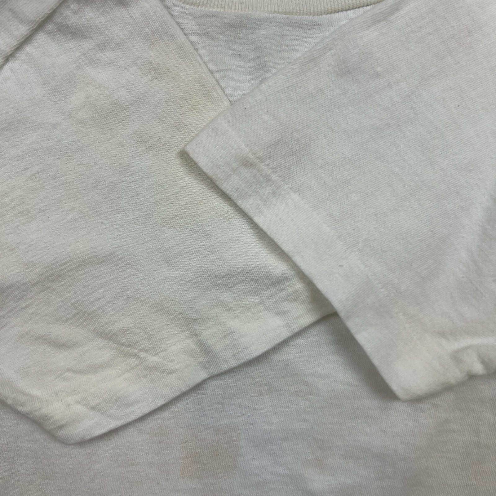 Vintage 80s Blank T Shirt Mens Medium White Single Stitch Basic Short Sleeve Tee gallery