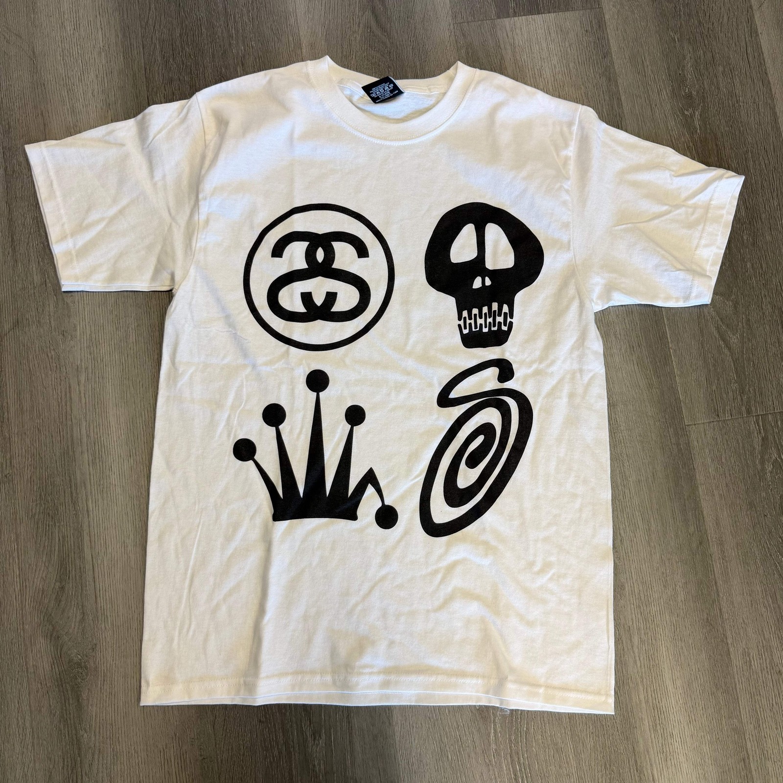 Size Medium Stussy 4 Multi Icon Tee White Brand New