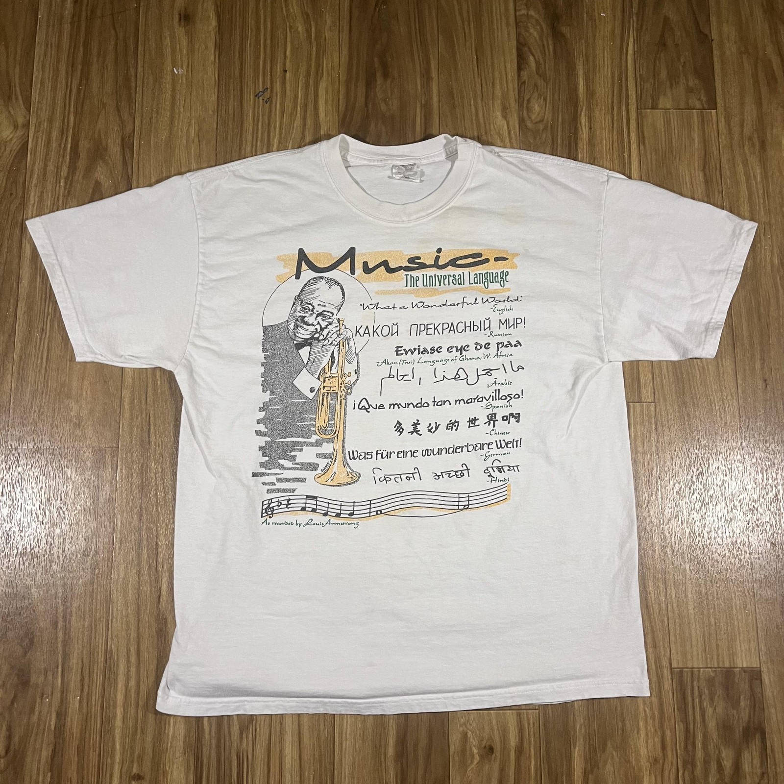 Vintage Louis Armstrong Music Universal Language Shirt Mens Large Double Sided