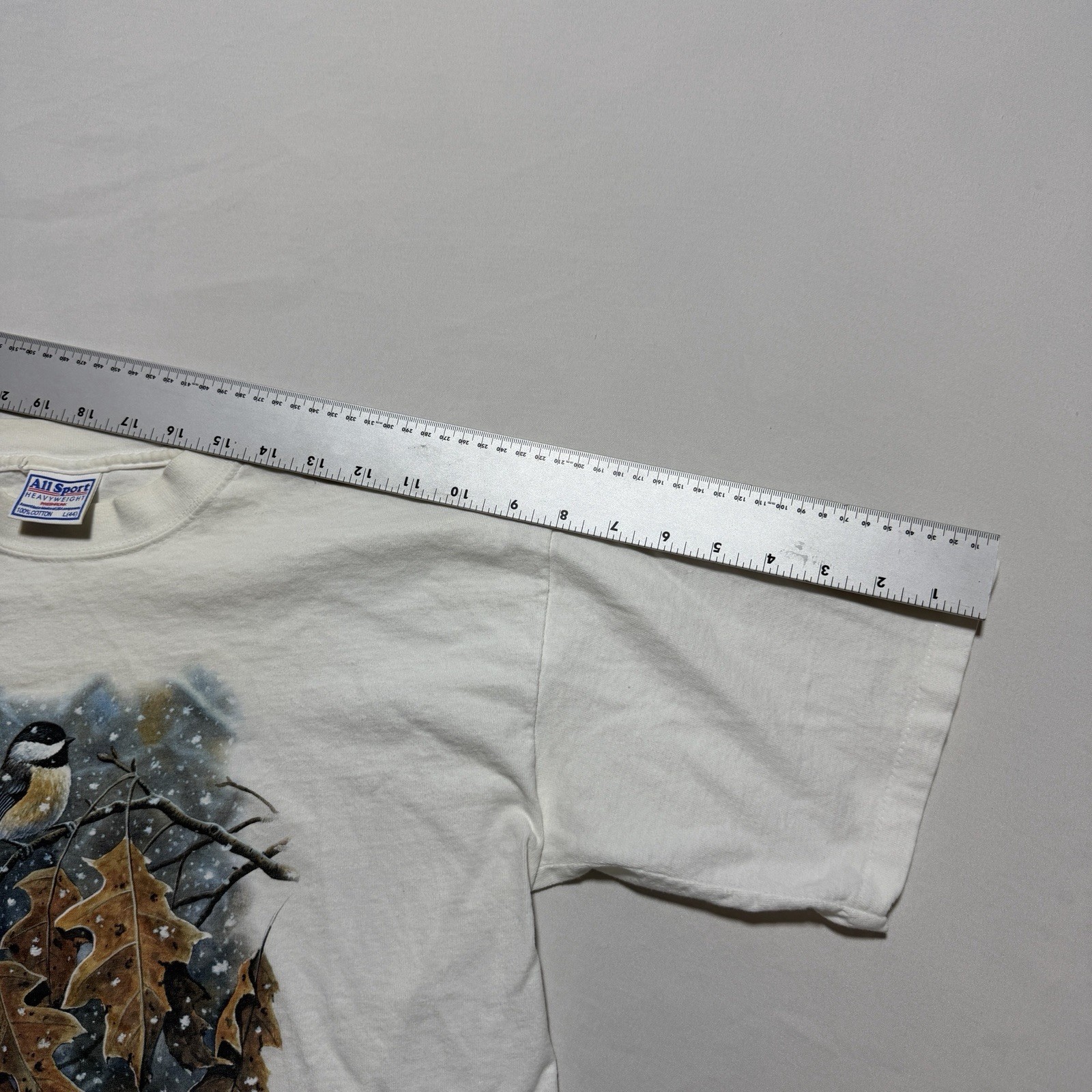 Vintage 90s David Wentzel Chickadee Wildlife Art T-Shirt L All Sport Nature Bird gallery