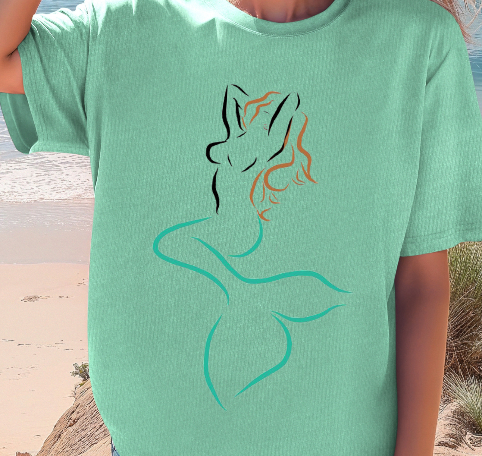 Minimal Line Mermaid T-shirt | Summer Fashion Tee, Ocean Lovers, Gift for Her gallery