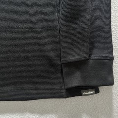 Eddie Bauer pullover crew neck waffle texture ribbed neck cuffs black mens Large
