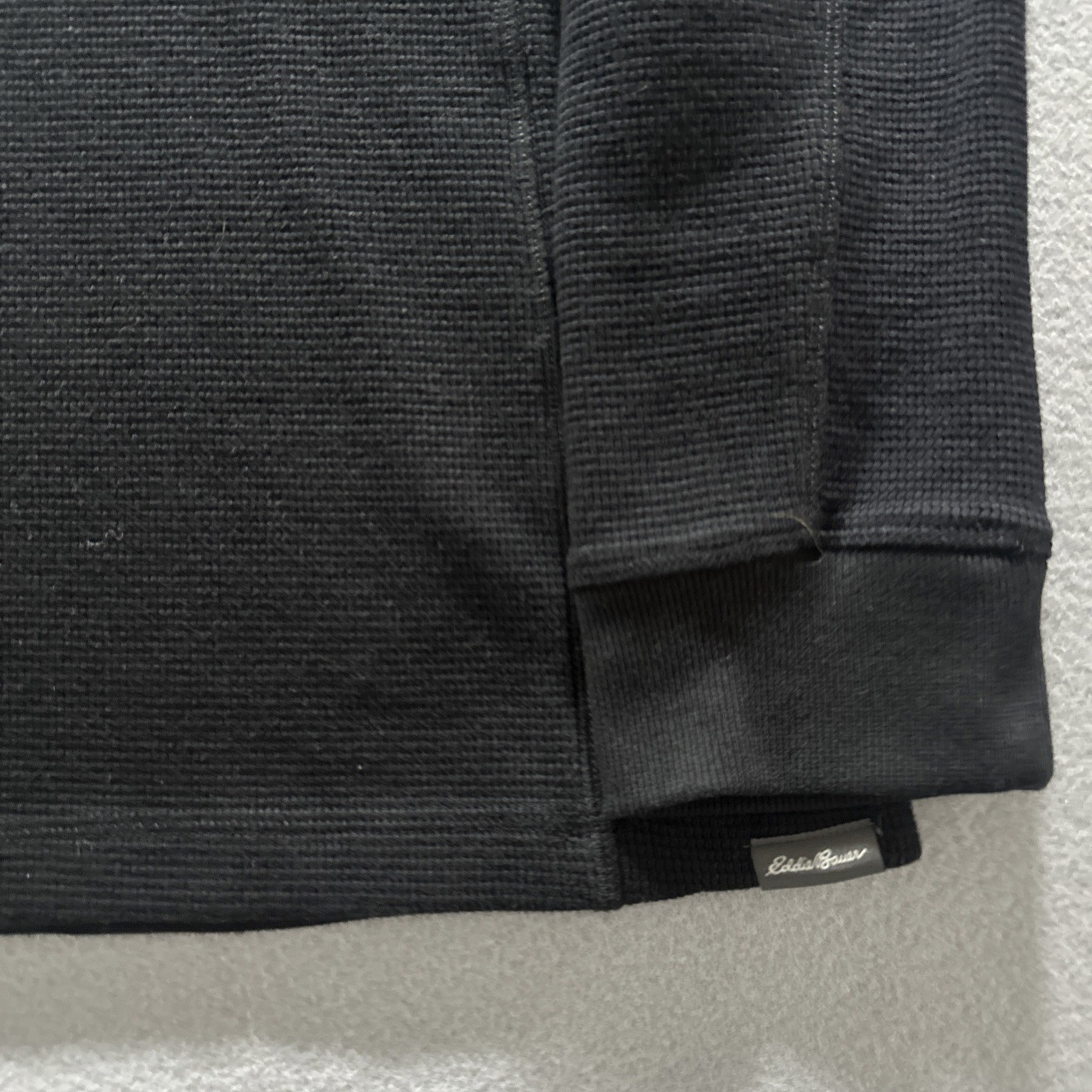 Eddie Bauer pullover crew neck waffle texture ribbed neck cuffs black mens Large gallery